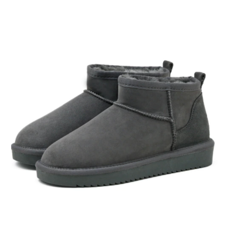 Women's Fleece-Backed Slip-On Booties – Gray