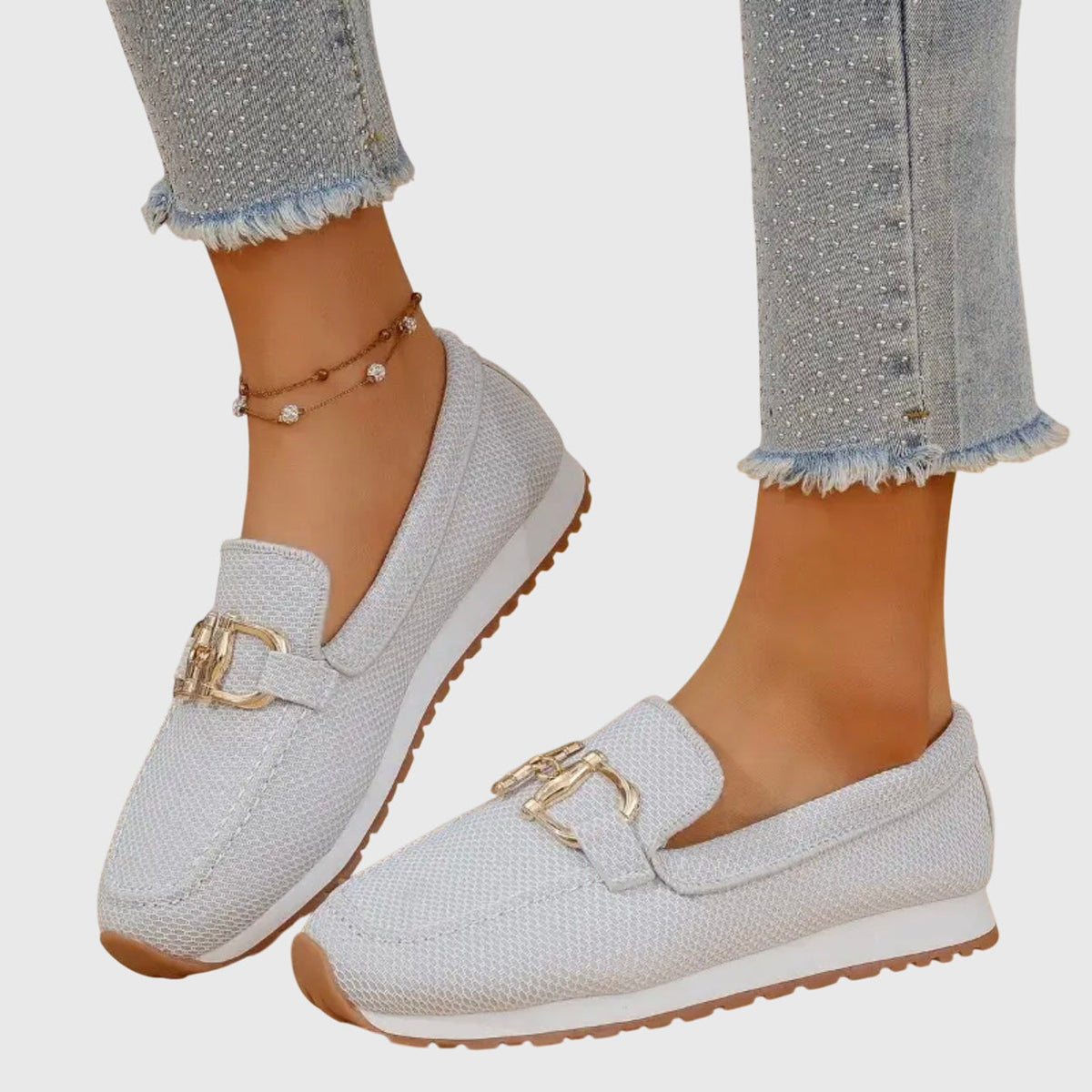 Women's Support Horsebit Loafers – White