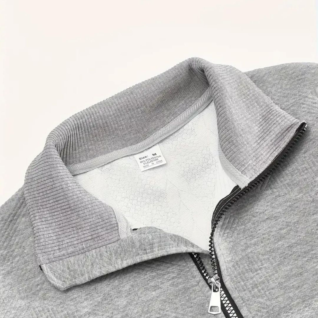 Men's Cable-Stitch Half-Zip Pullover with Textured Yoke – view 7