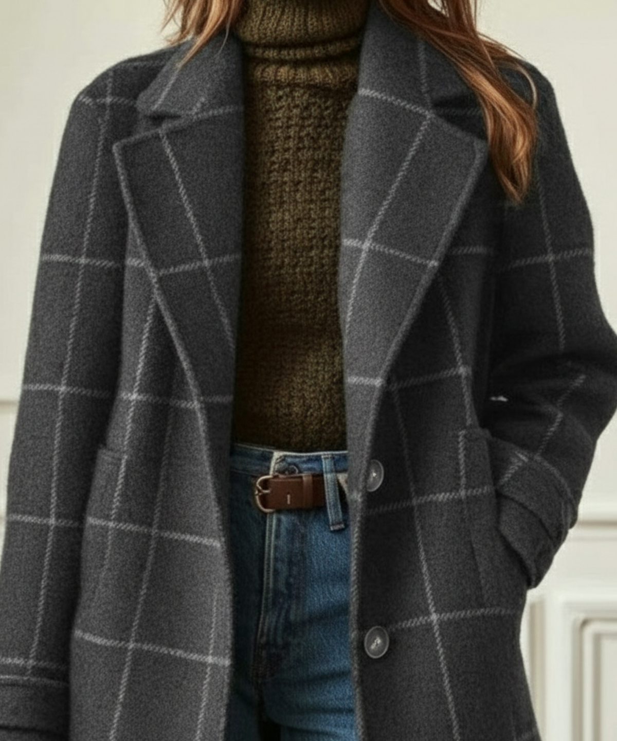 Women's Retro Tweed Check Coat for Layering – view 5