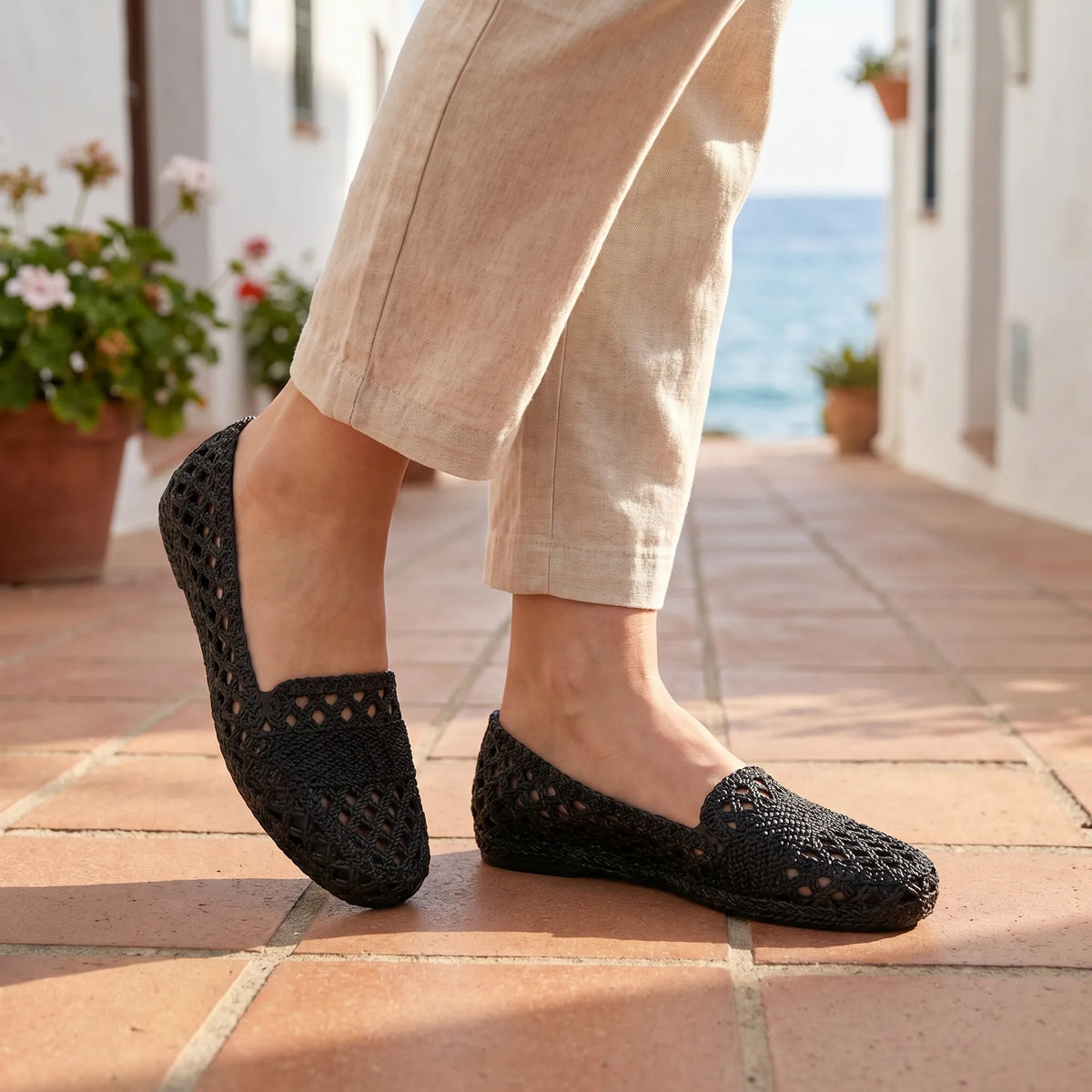 Women's Woven Cutout Flats for Layering – view 2
