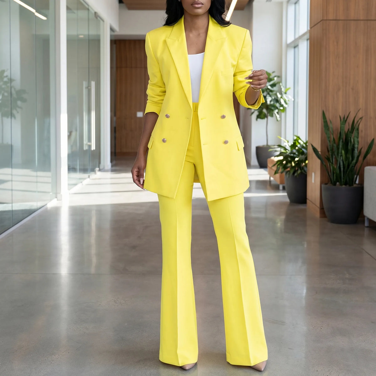 Women's Double Breasted Blazer and Pants Set for Weekends – view 2