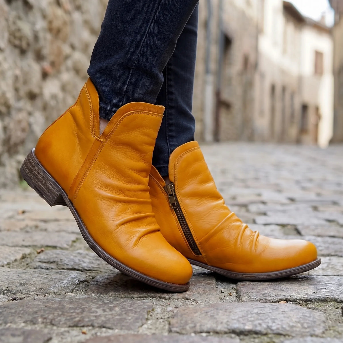 Women's Ruched Leather Booties – view 2