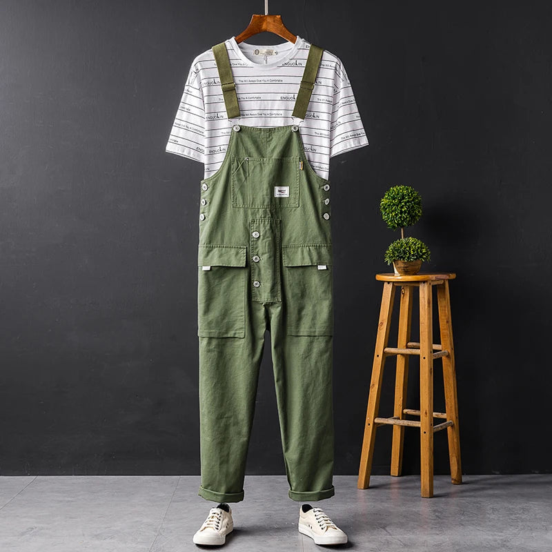 Men's Utility Cargo Bib Overalls for Fall – Olive Green