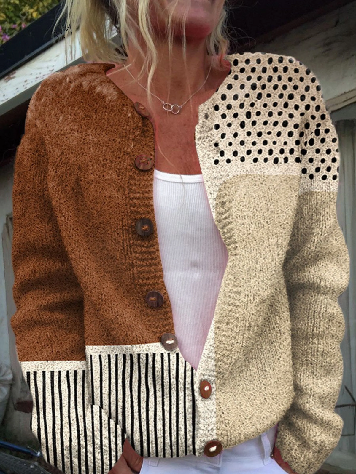 Women's Polka Dot Button-Front Knit Cardigan – Multicolor