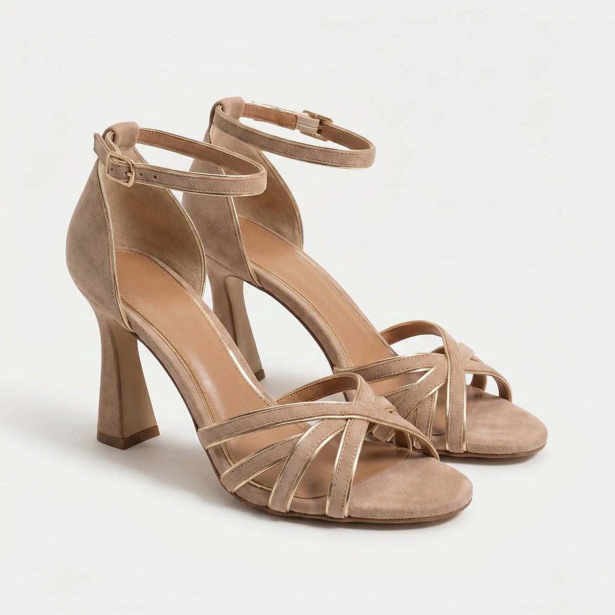 Women's Woven Multi-Strap Heel Sandals – Brown