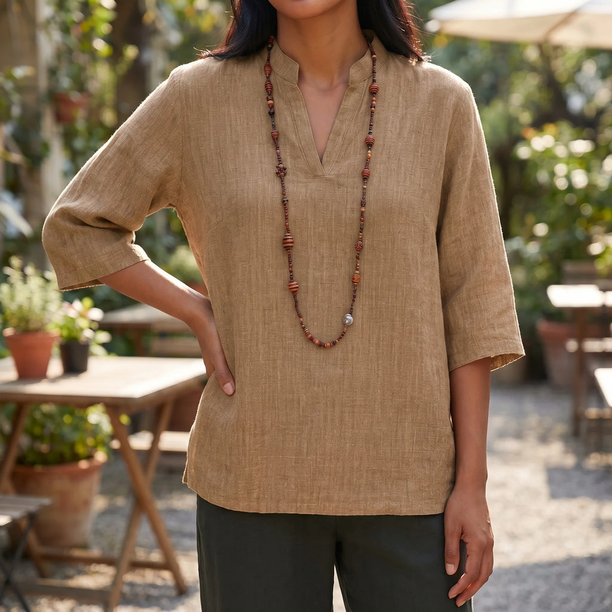 Women's Linen Tunic Top for Weekends – view 2