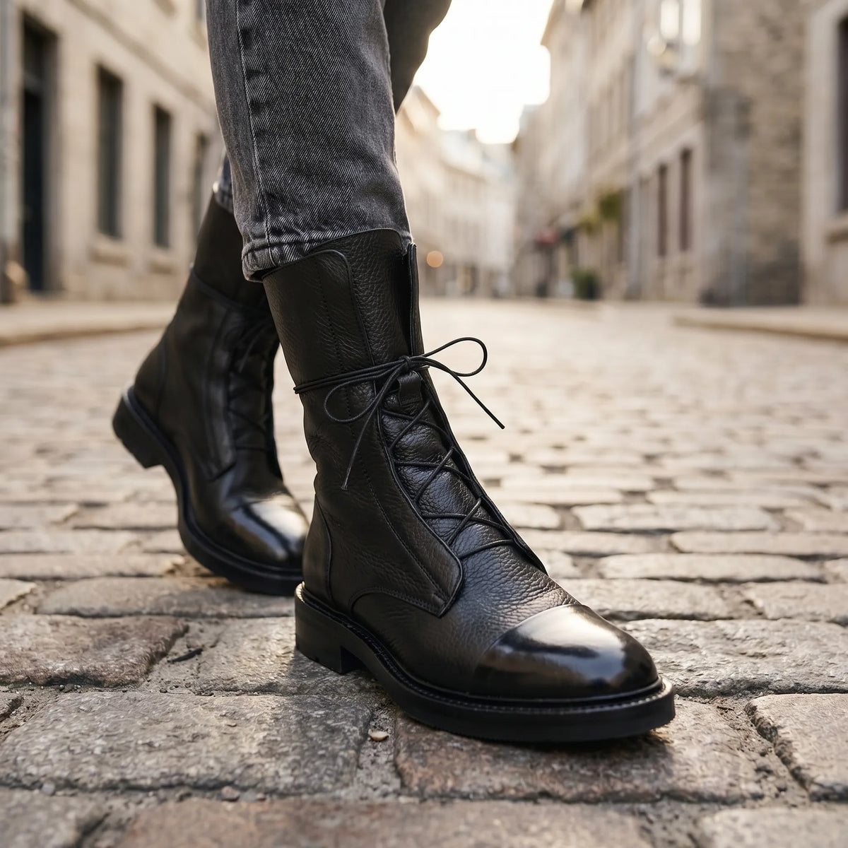 Women's Lace-Detail Up Leather Booties – view 2