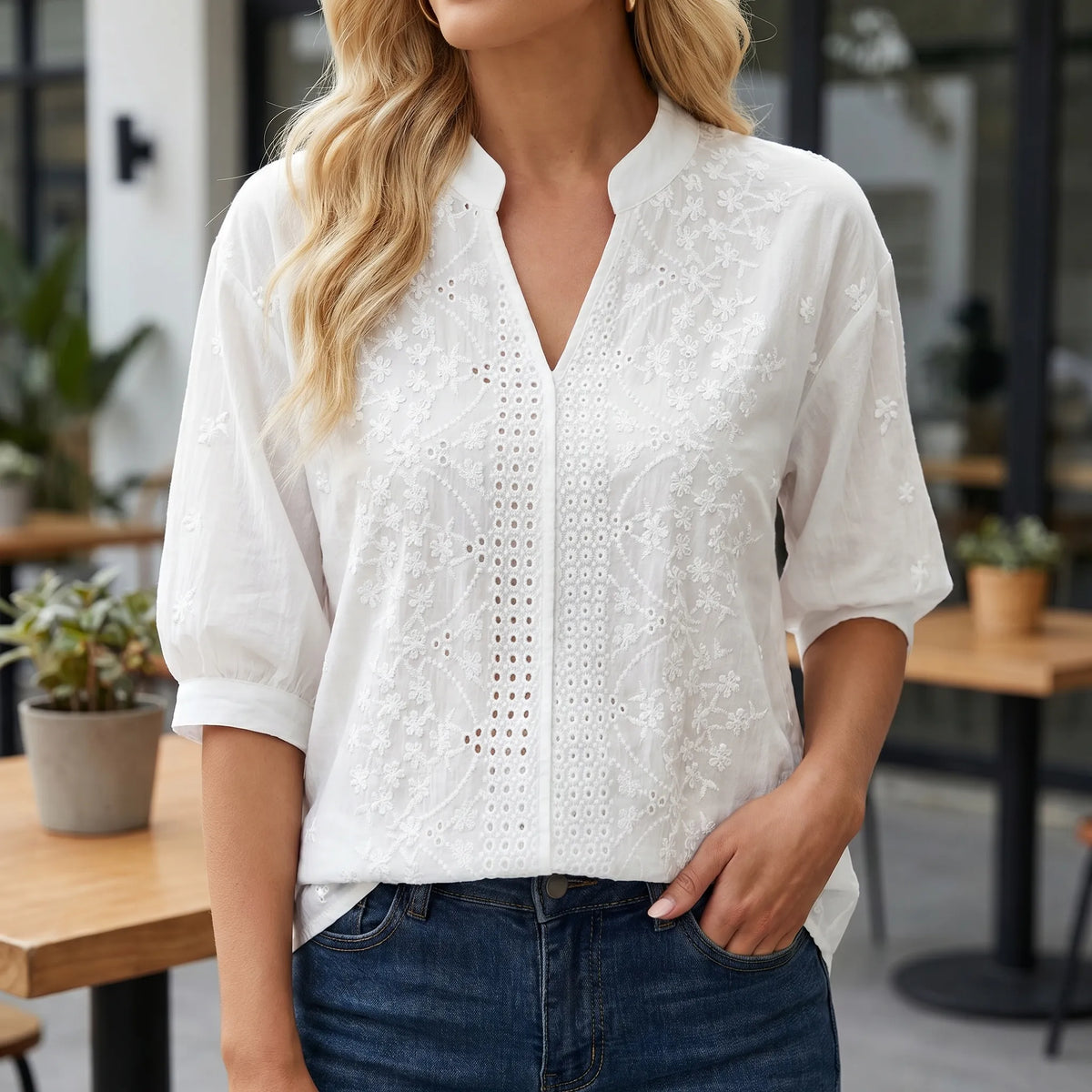 Women's Warm-Weather V Neck Blouse – view 2