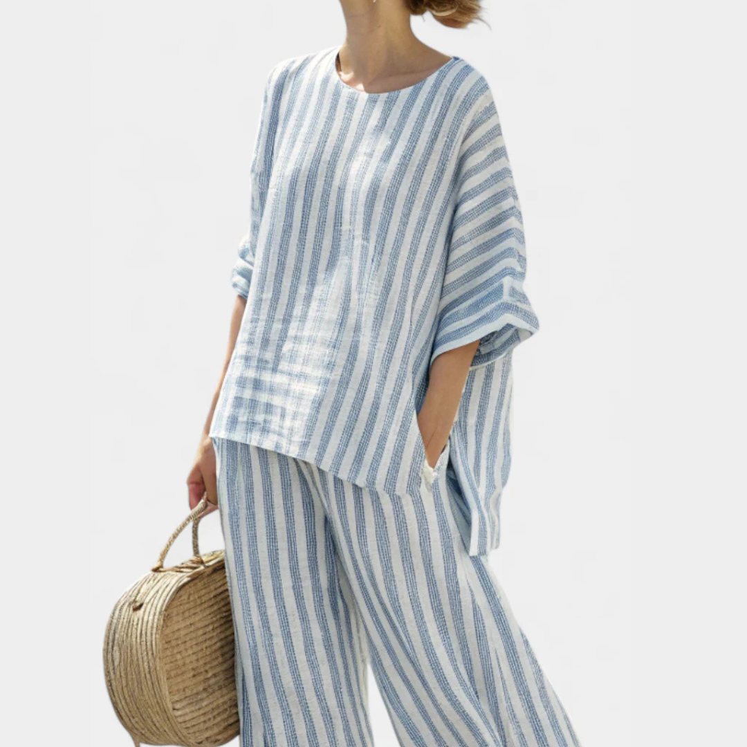 Women's Stripe-Detail Flared-Leg Pants Set – view 2