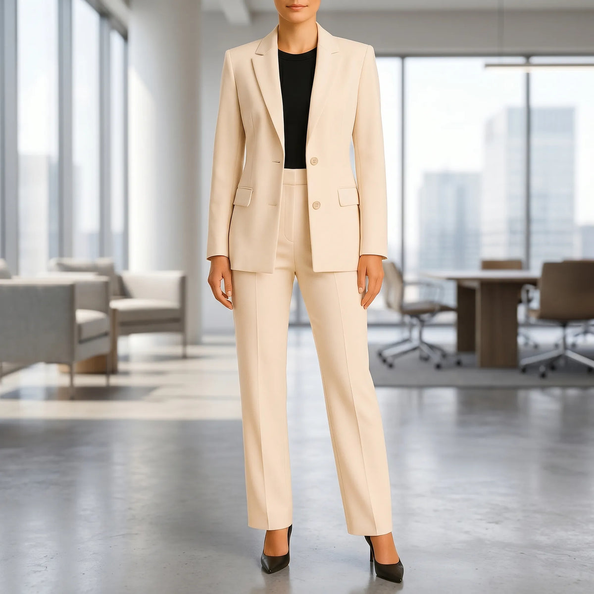 Women's Fitted Blazer and Pants Suit Set – view 2