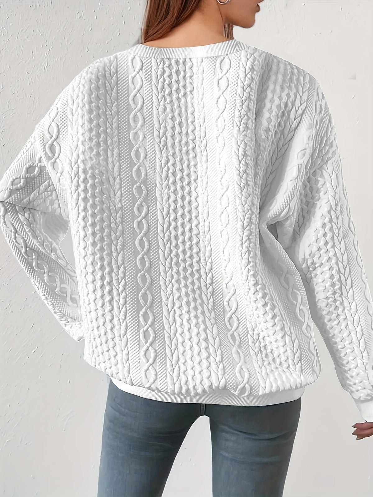 Women's Cable-Stitch Crew-Neck Sweatshirt – view 2