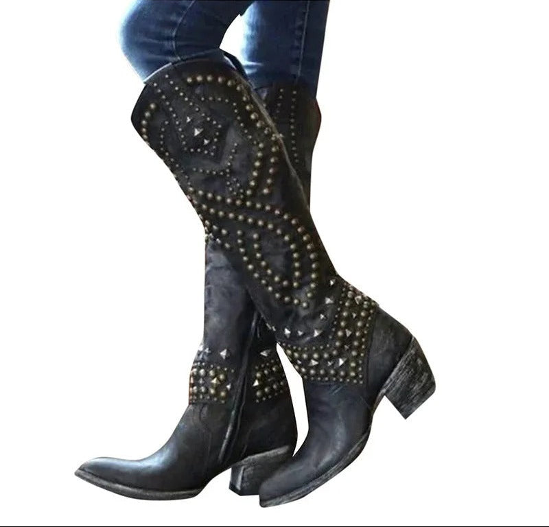 Women's Knee High Support Boots – Black
