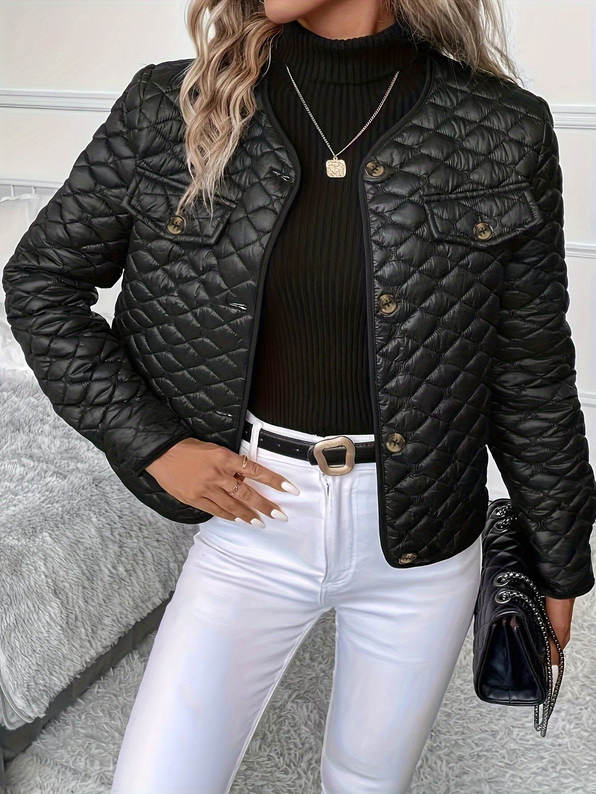 Women's Light-Weight Padded Diamond-Stitch Jacket – view 4