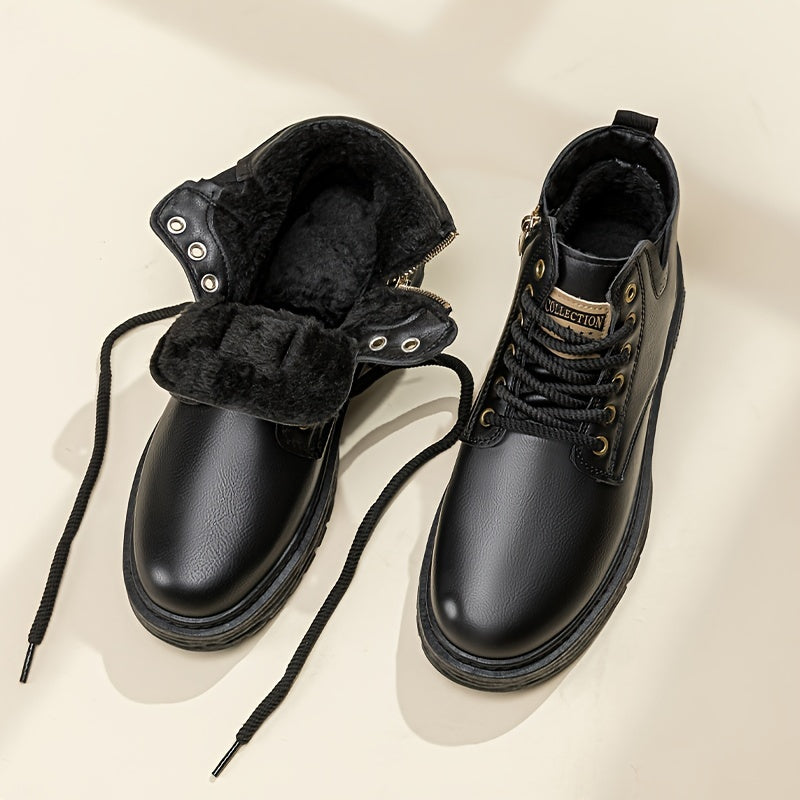 Men's Plush-Lined High-Top Boots for Weekends – Black