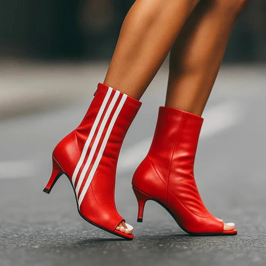Women's Open-Toe Stripe-Detail Booties – view 1