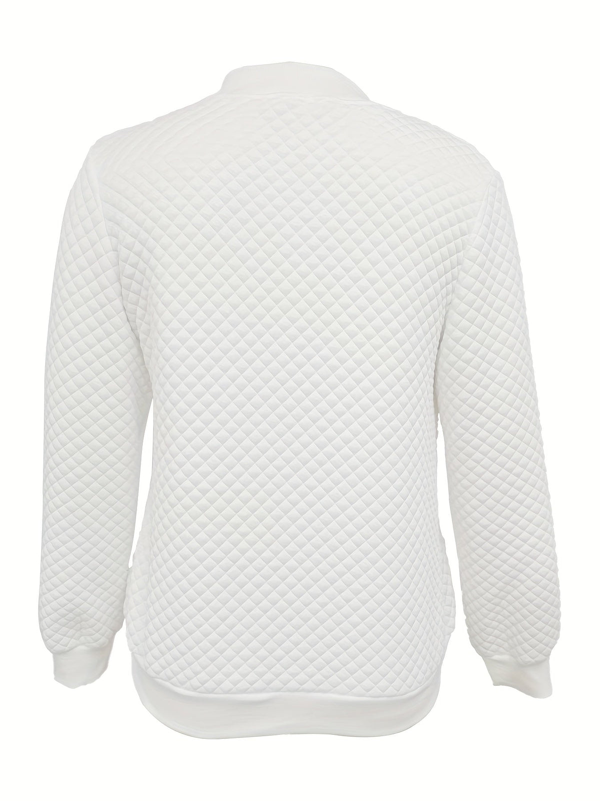 Women's Quilted-Texture Baseball Collar Jacket for Work – view 1