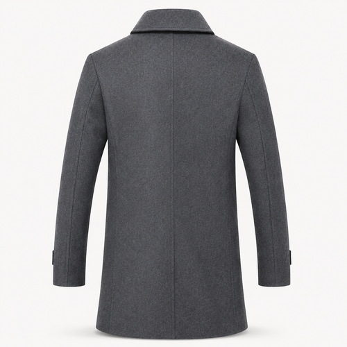 Men's Double-Breast Tweed Overcoat with Wide Lapels – view 2