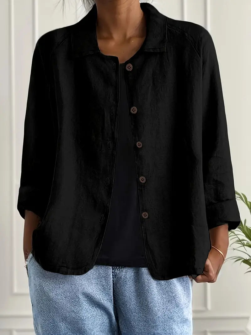 Women's Light-Weight Button Front Jacket – Black