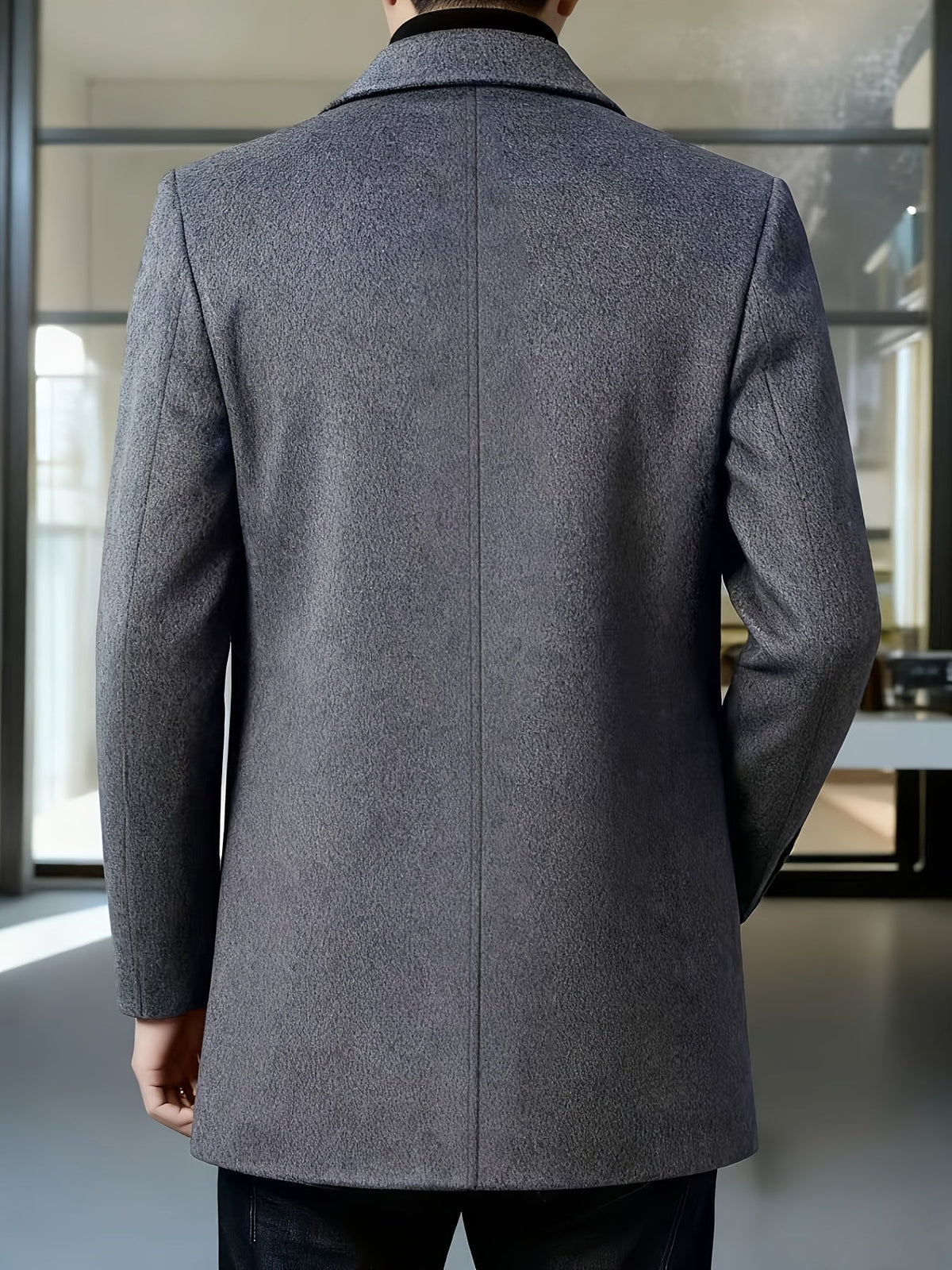 Men's Refined Single-Breast Overcoat with Side Pockets – view 2