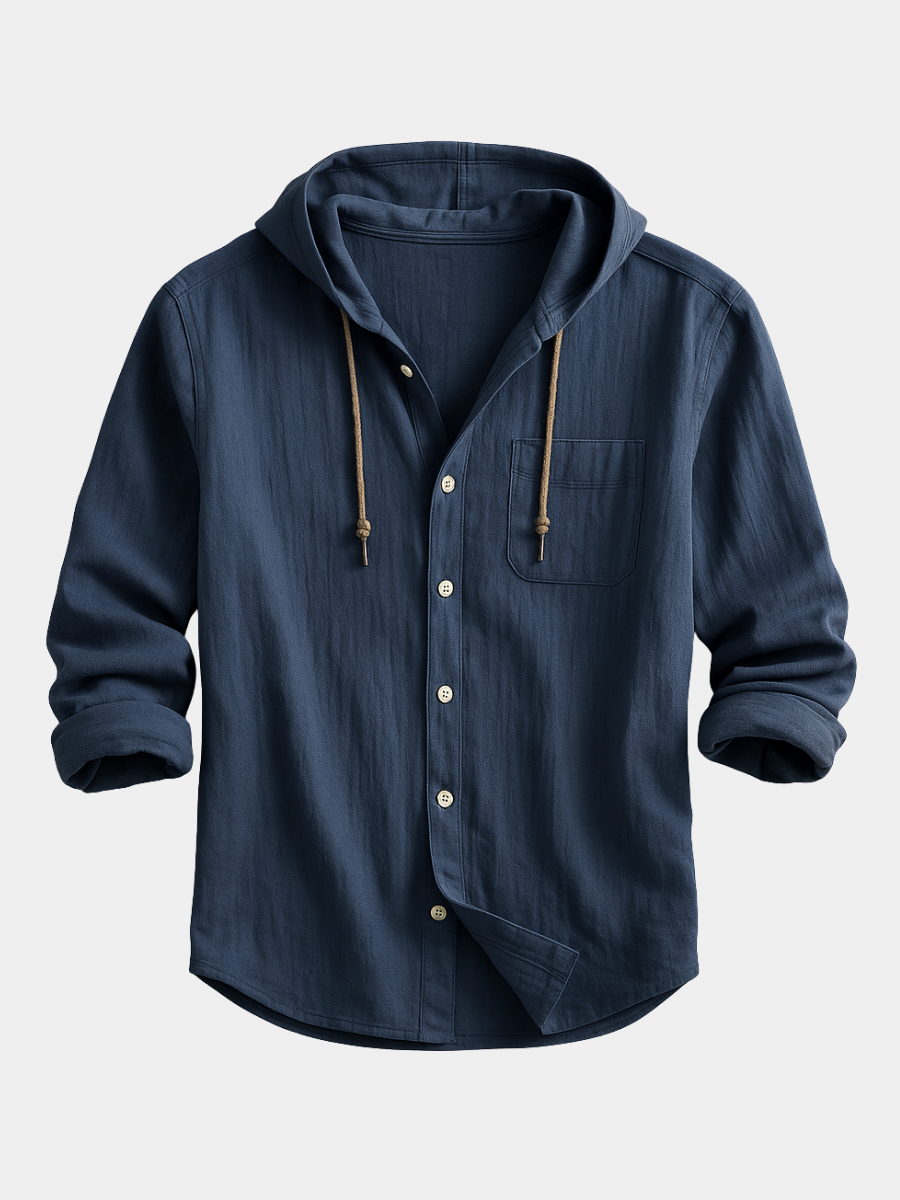 Men's Hood-Detail Button-Front Light-Weight Overshirt – view 7