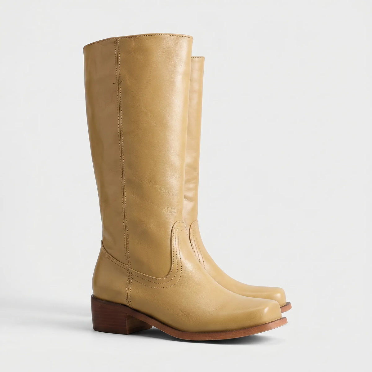 Women's Square-Toe Leather Knee High Boots for Layering – view 3