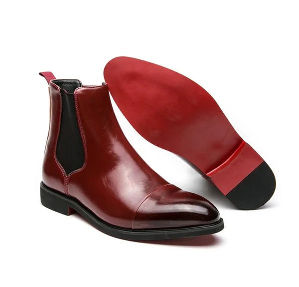 Men's Structured Leather Everyday Boots for Layering – Red