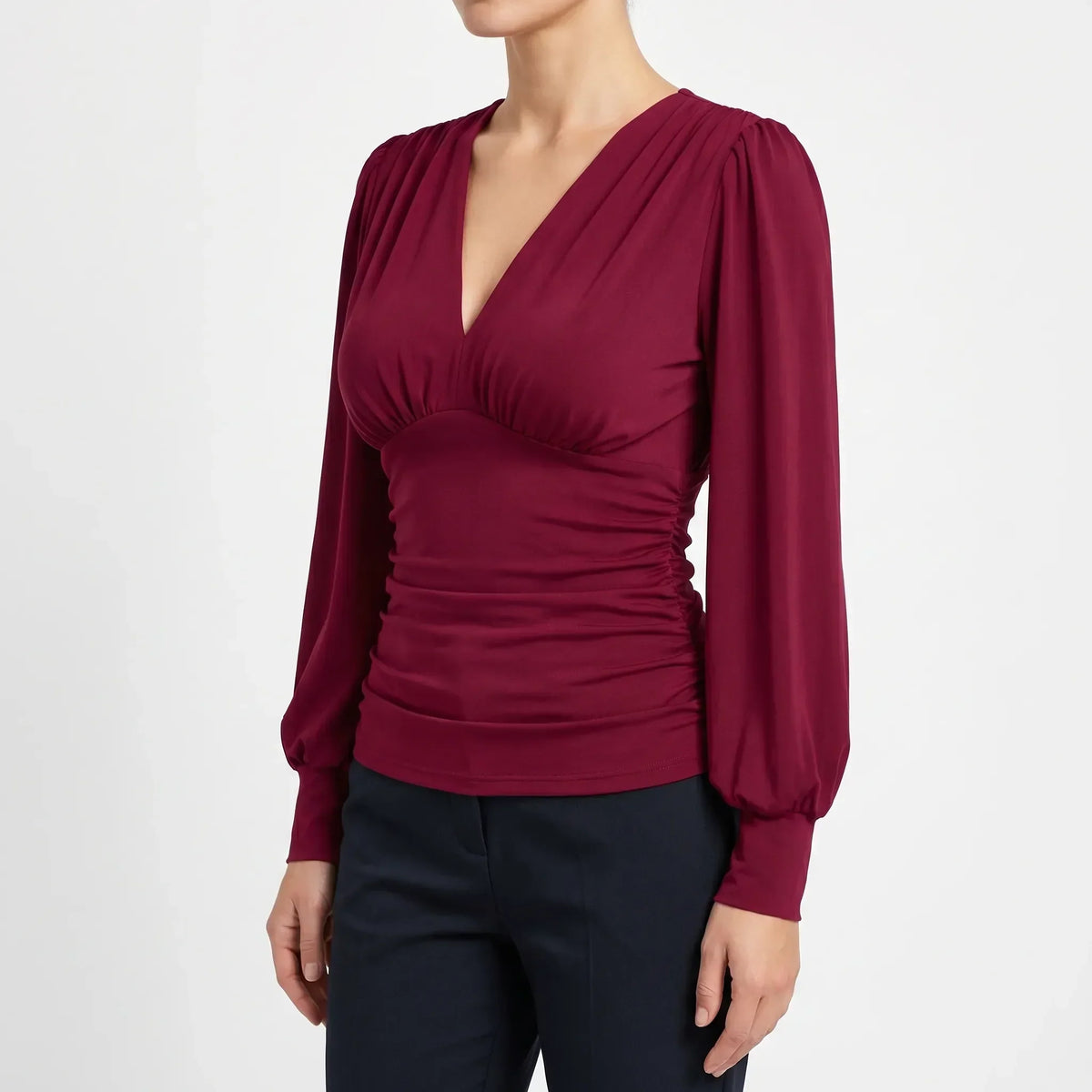 Women's Ruched Waist Wrap-Style Blouse – view 3