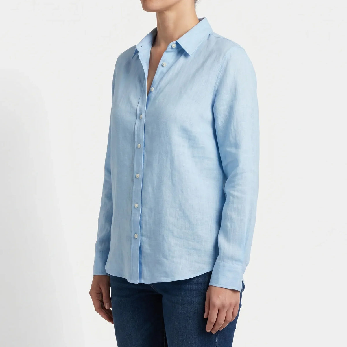 Women's Warm-Weather Button Up Blouse – Light Blue