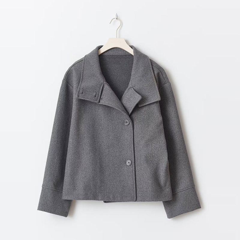 Women's Double-Breast Short Coat – Gray