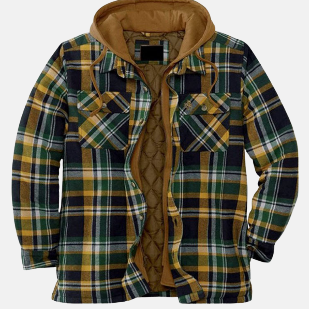 Men's Padded Hood-Detail Overshirt Jacket – Green