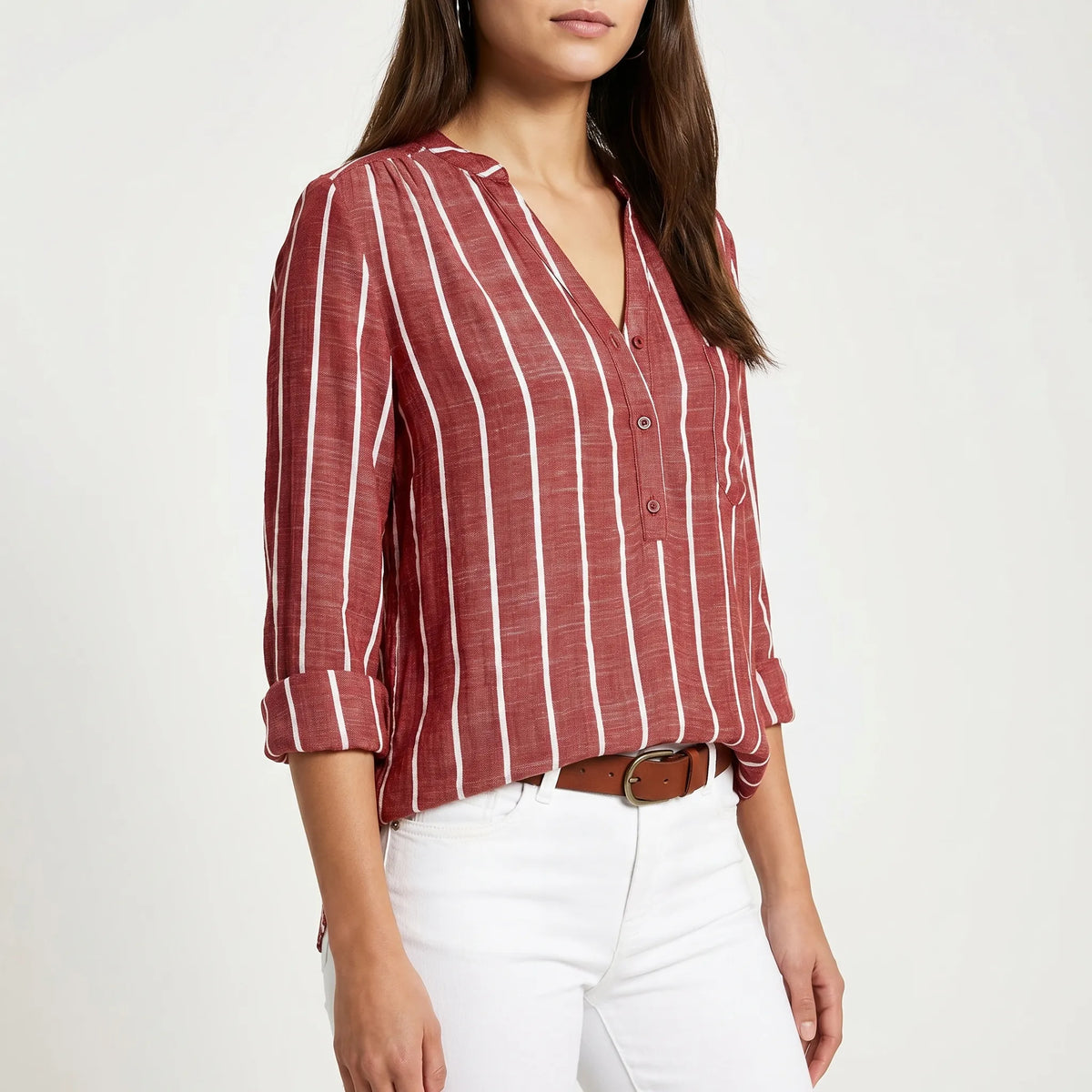 Women's Stripe-Detail V Neck Blouse – view 3