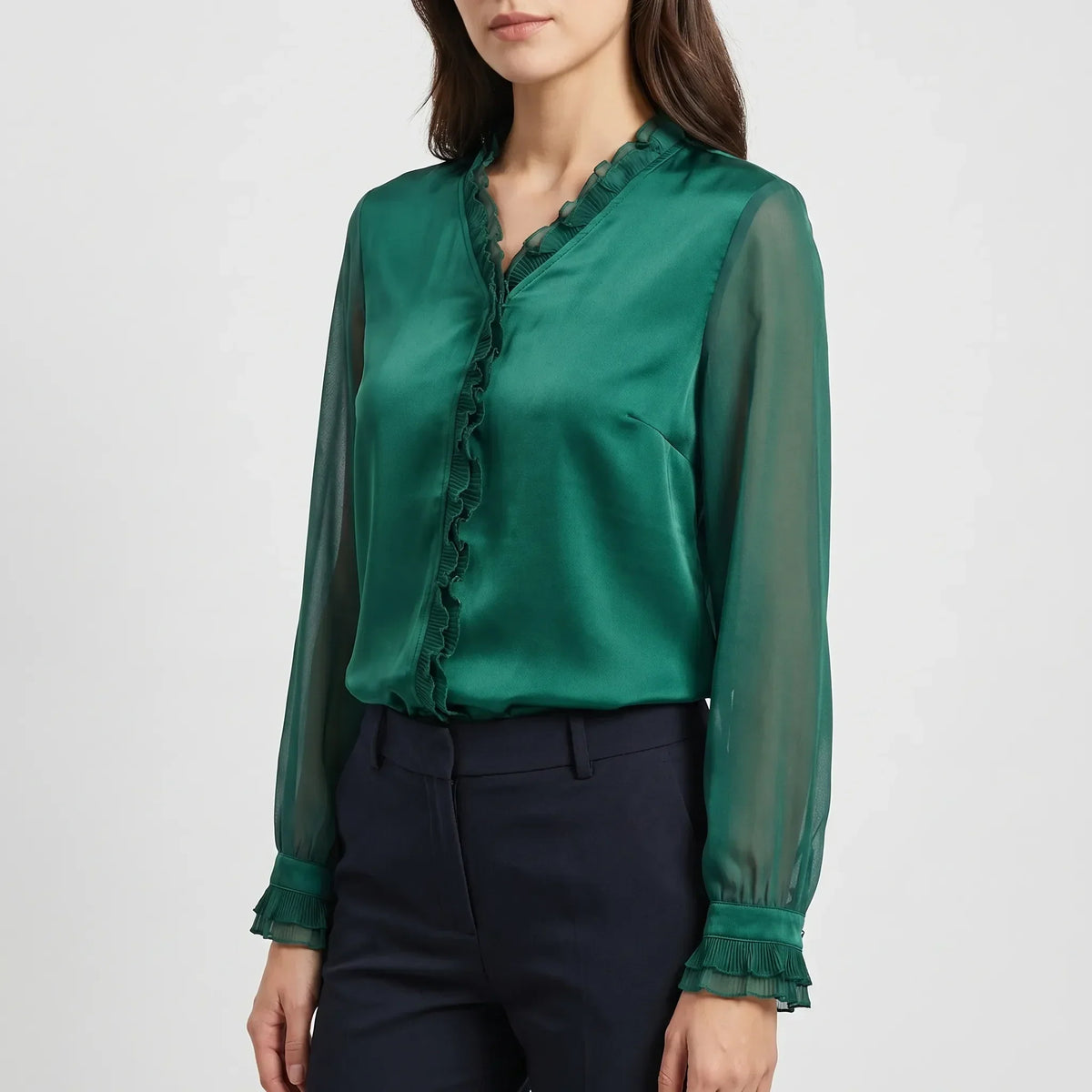 Women's Satin-Finish Ruffle Blouse – view 3