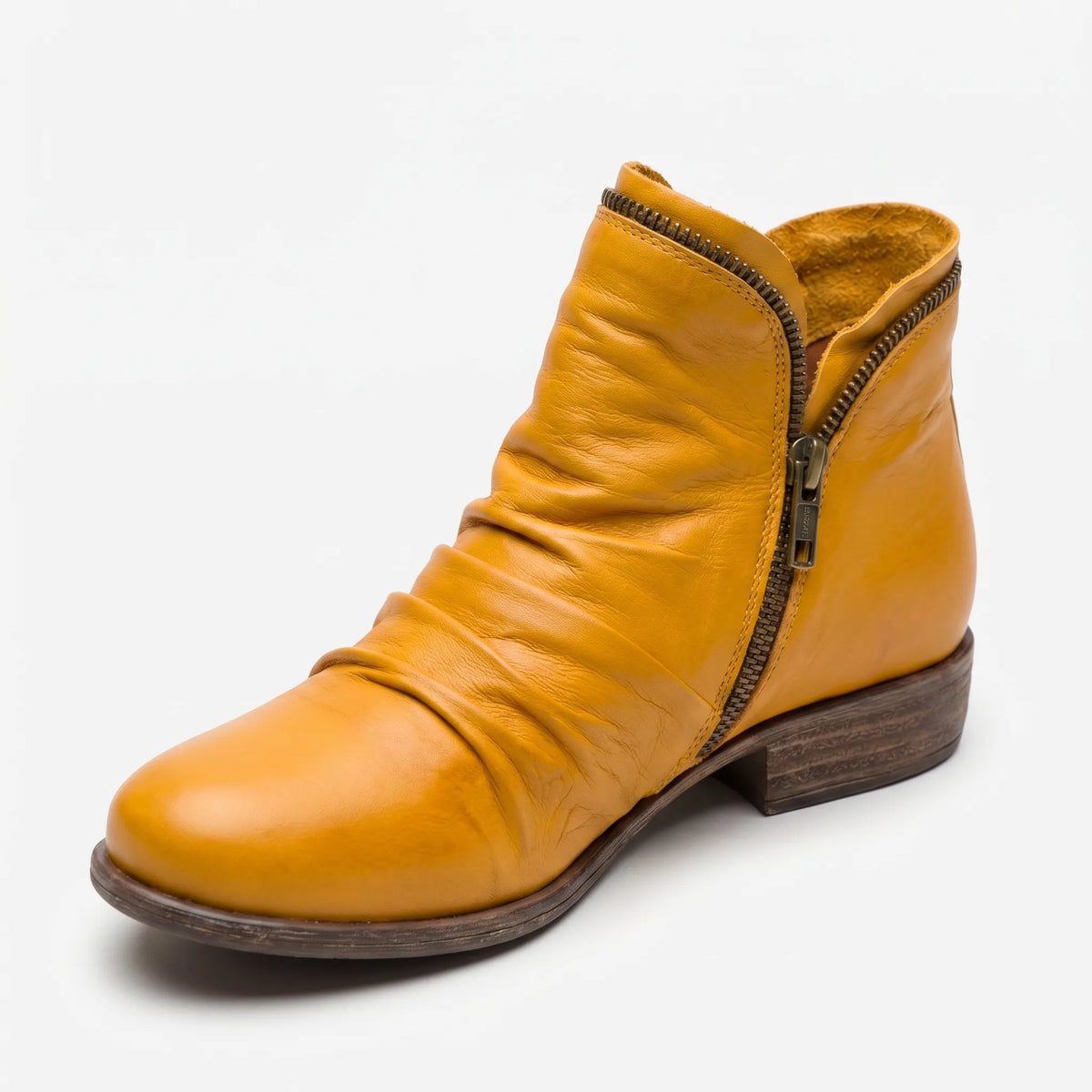 Women's Ruched Leather Booties – view 1