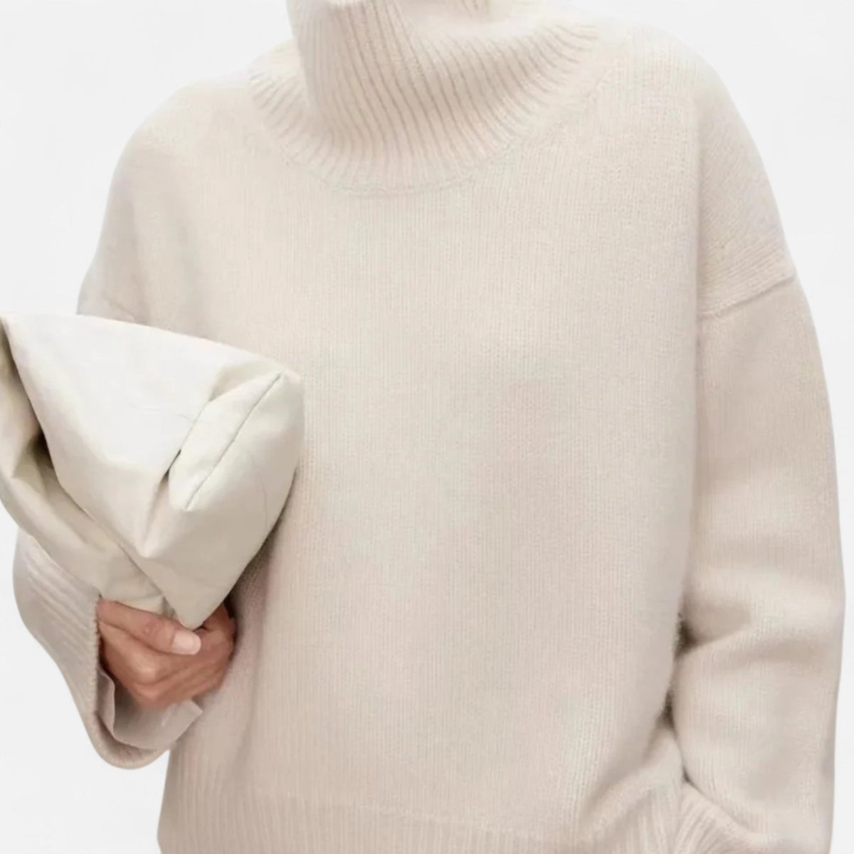 Women's Wool Roll-Neck Pullover – Beige