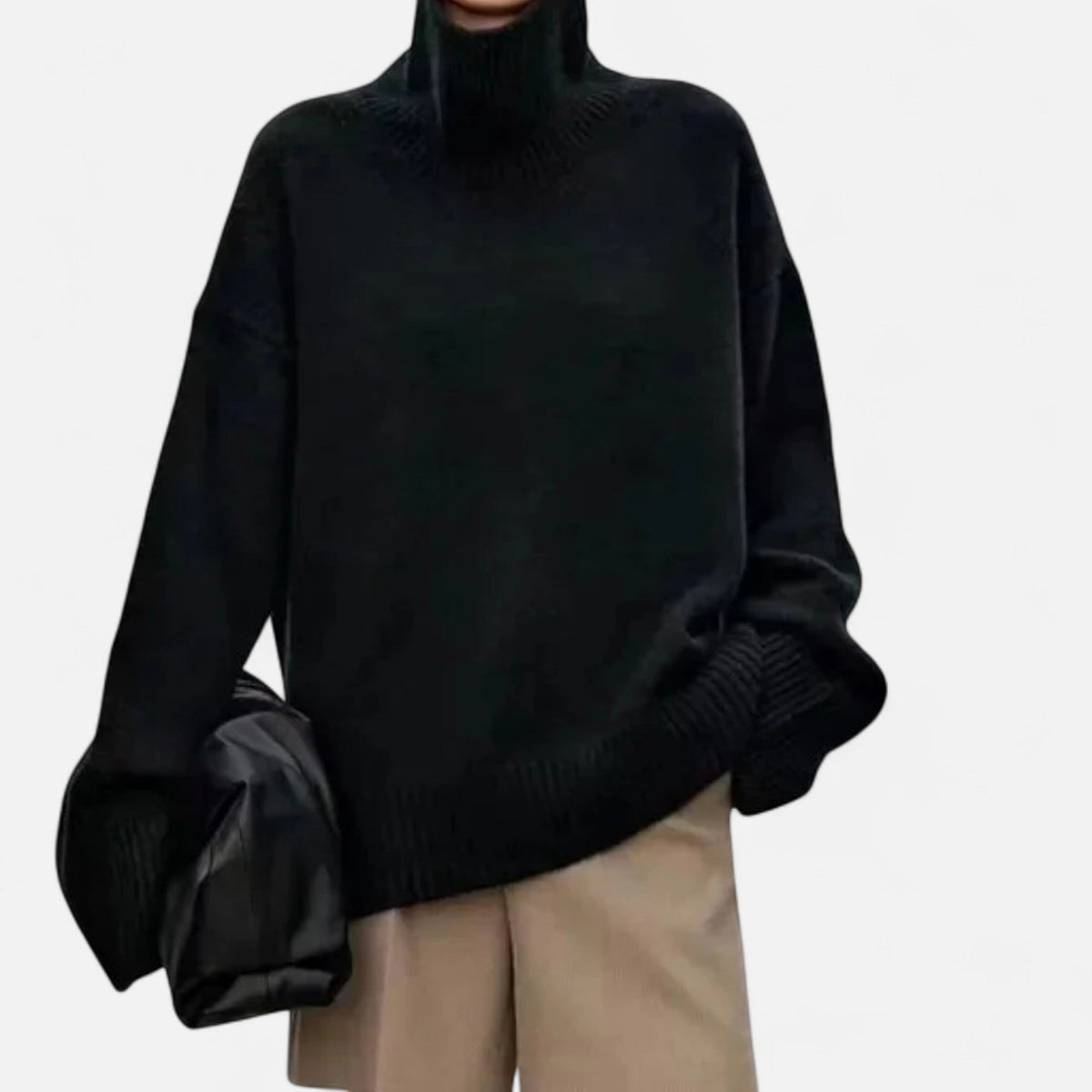 Women's Wool Roll-Neck Pullover – Black