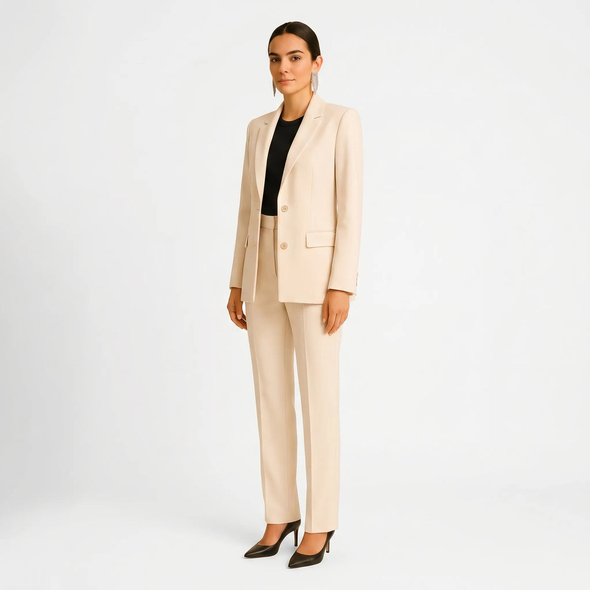 Women's Fitted Blazer and Pants Suit Set – view 3