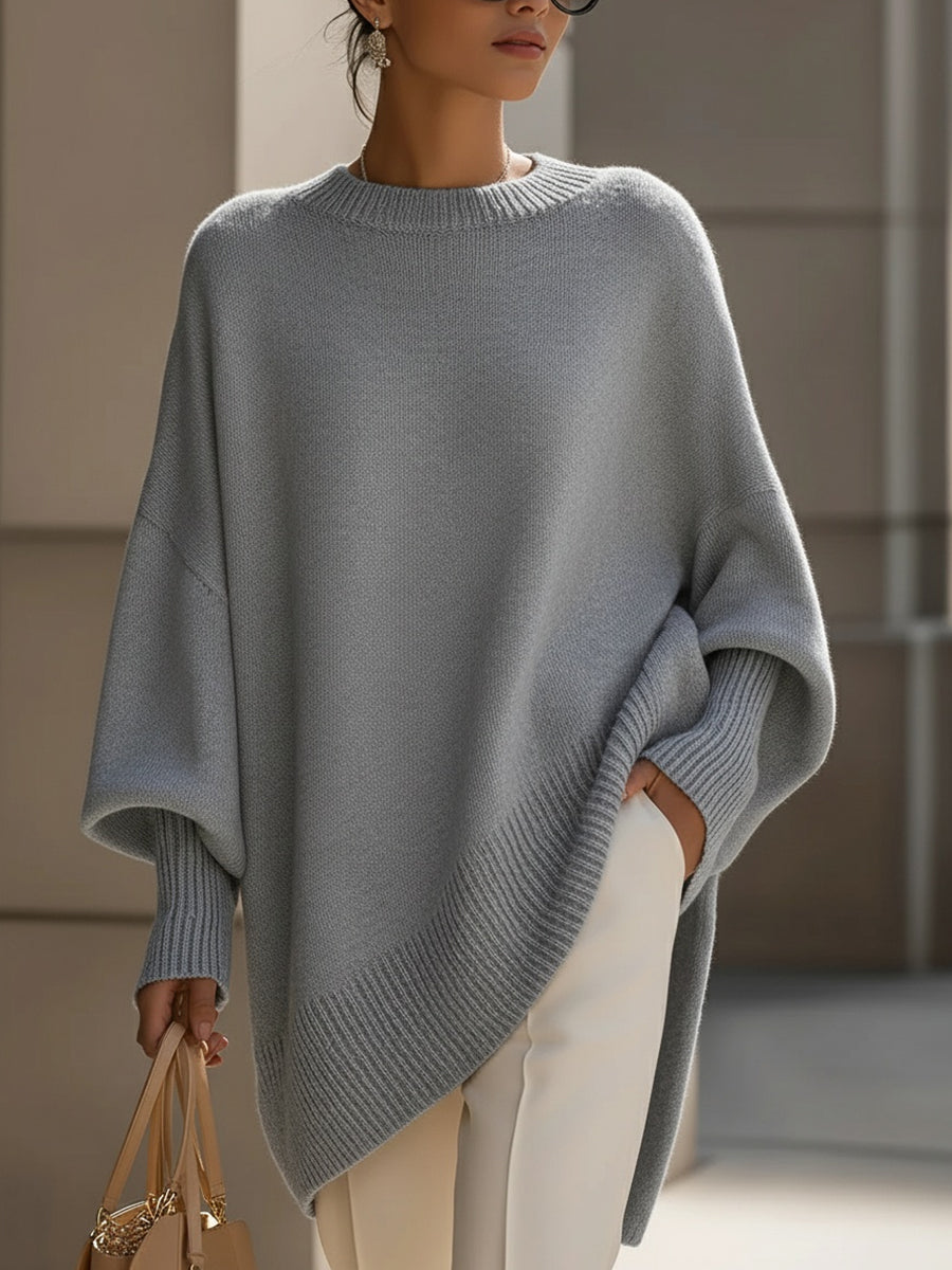 Women's Relaxed-Fit Wool-Blend Pullover – Gray