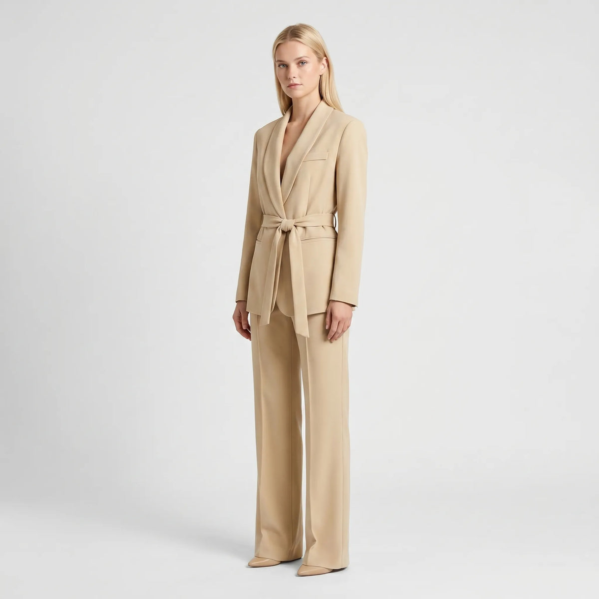Women's Belt-Detail Wide-Cut Pants Suit Set – view 3