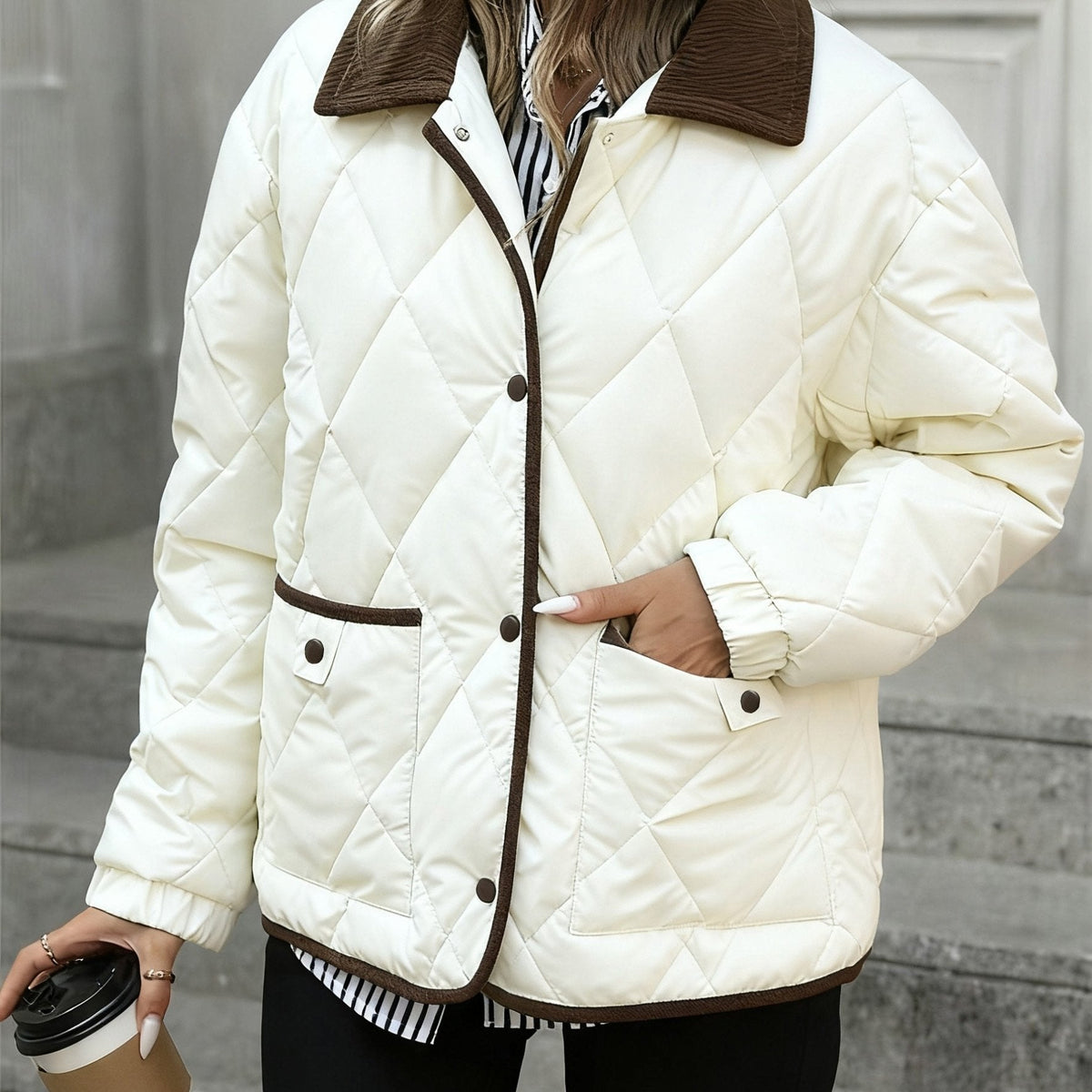 Women's Diamond-Quilted Jacket – Milky