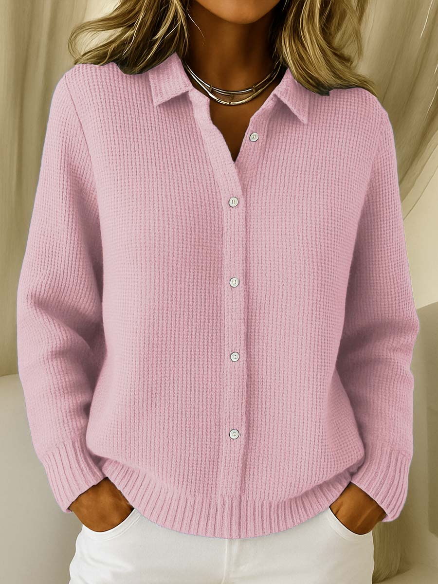 Women's Timeless Button-Front Knit Cardigan – Pink