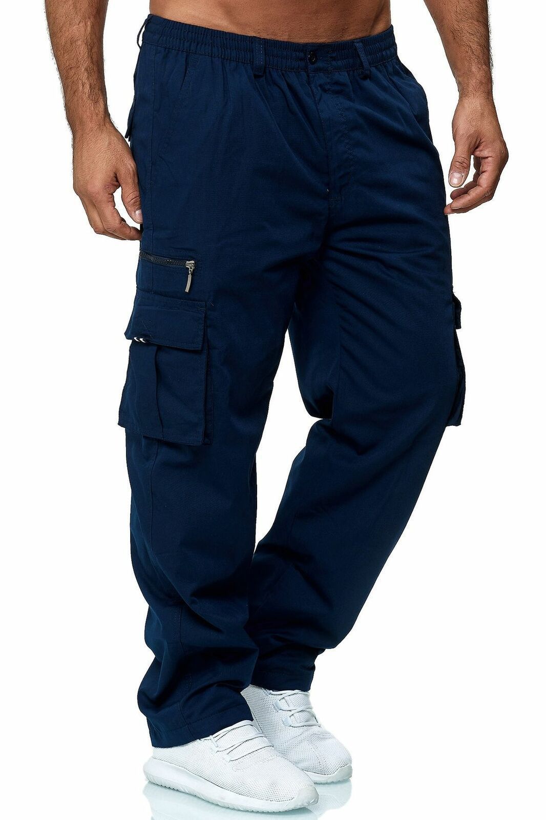 Men's Utility Cargo Trousers for Everyday Wear – Navy Blue/Black