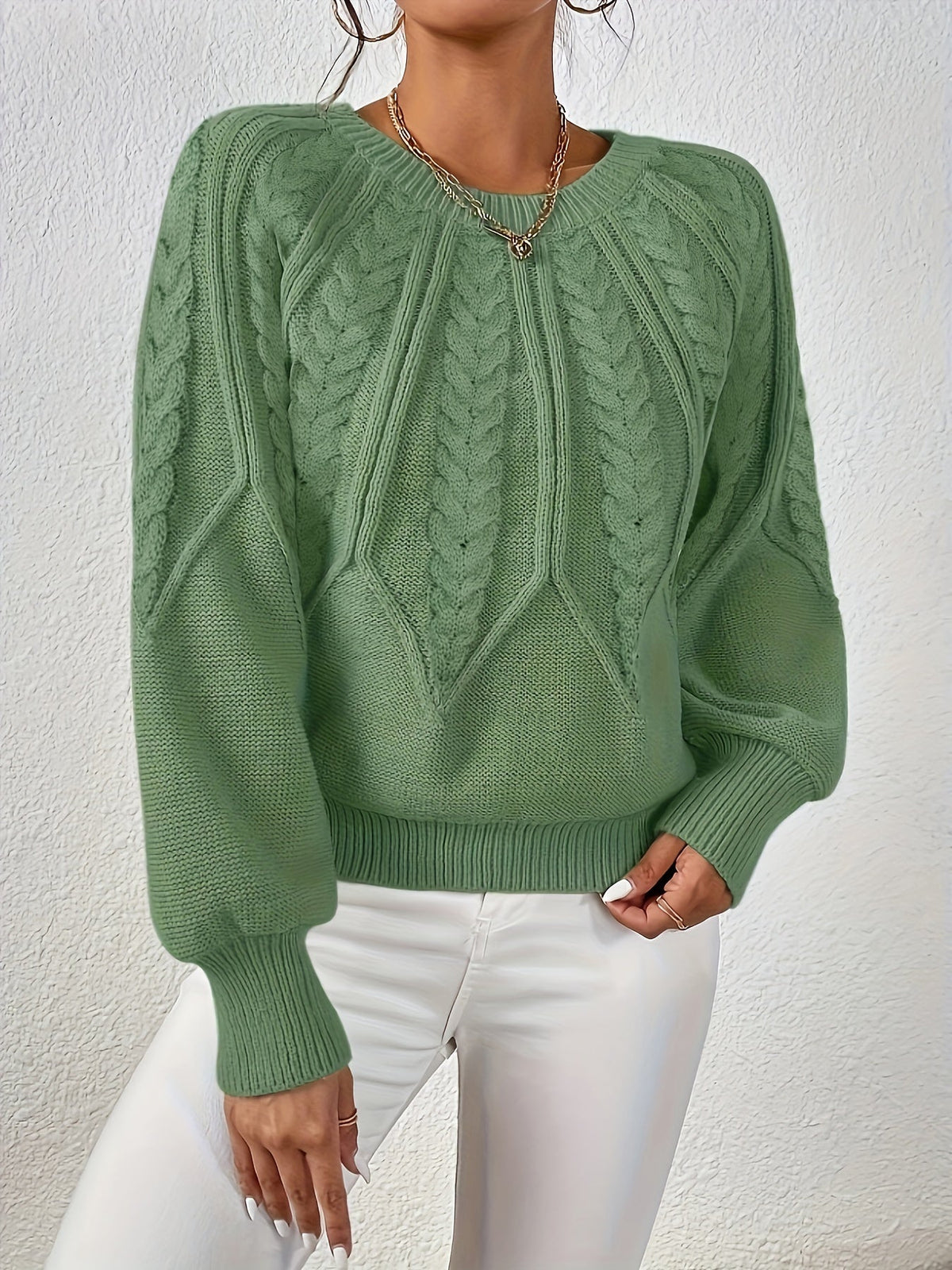 Women's Cable-Stitch Lantern Sleeve Pullover – view 3