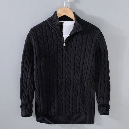 Men's Plush Light-Weight Knit Crewneck Pullover – Black
