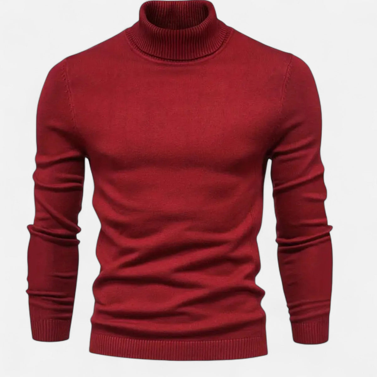 Men's Wool Blend Lapel Neck Pullover for Everyday Wear – Wine Red