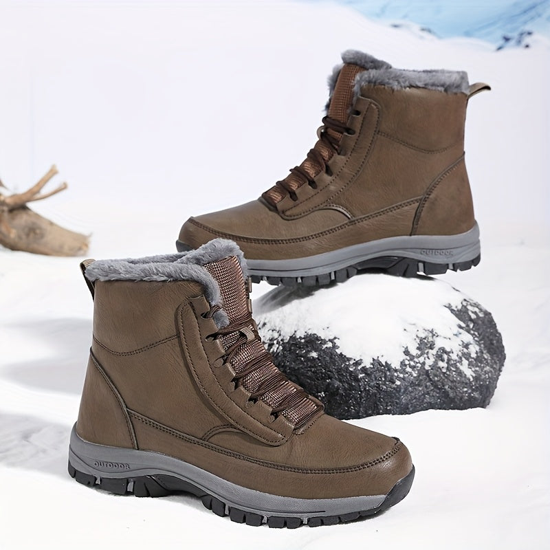 Men's Plush Lined Laced Cold-Weather Boots – Khaki