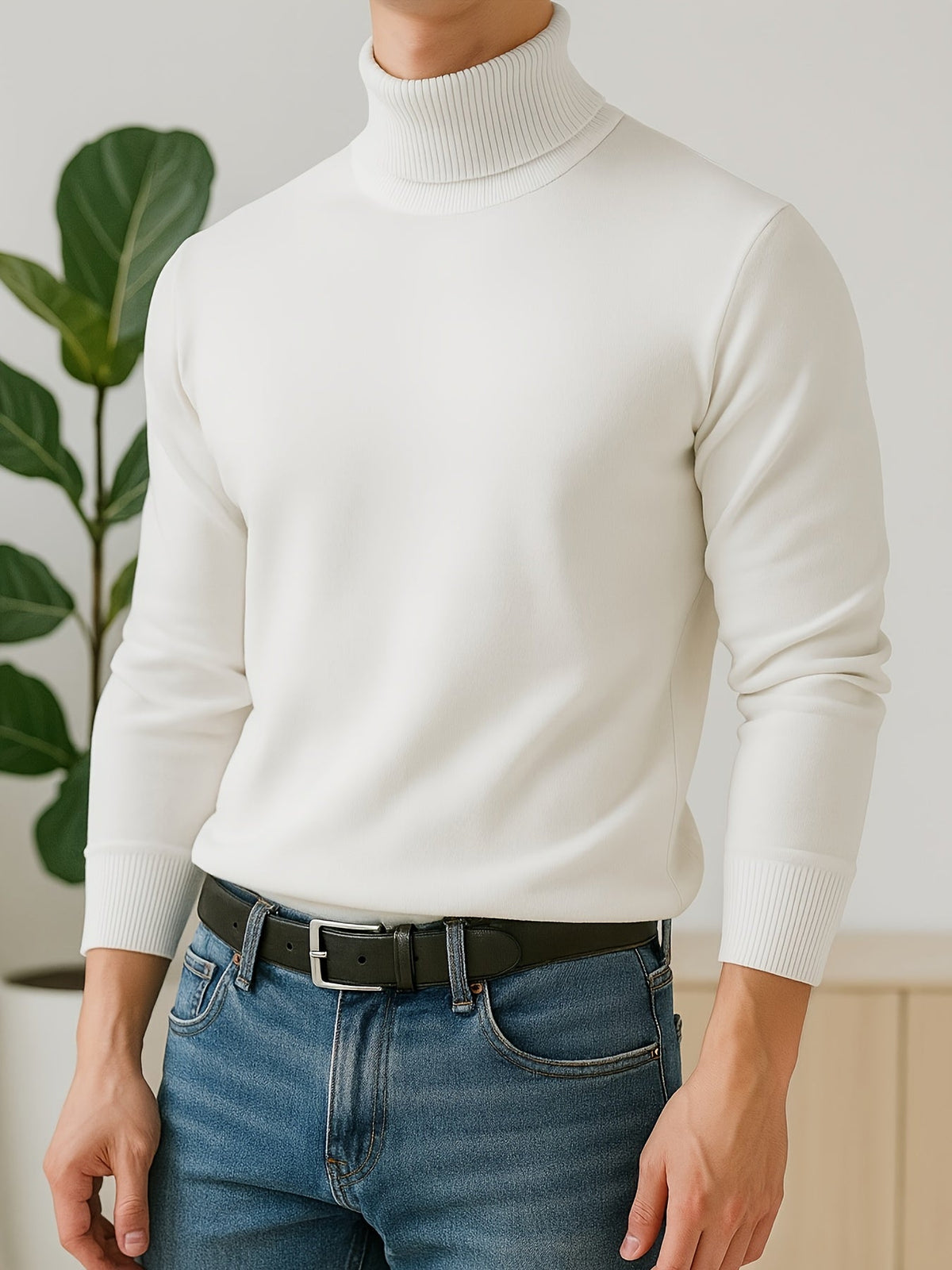 Men's Rib-Knit Roll-Neck Knit Pullover – view 8