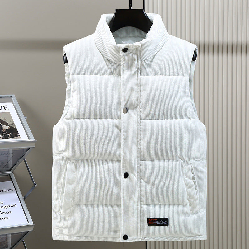 Men's Cord Puffer Vest – White