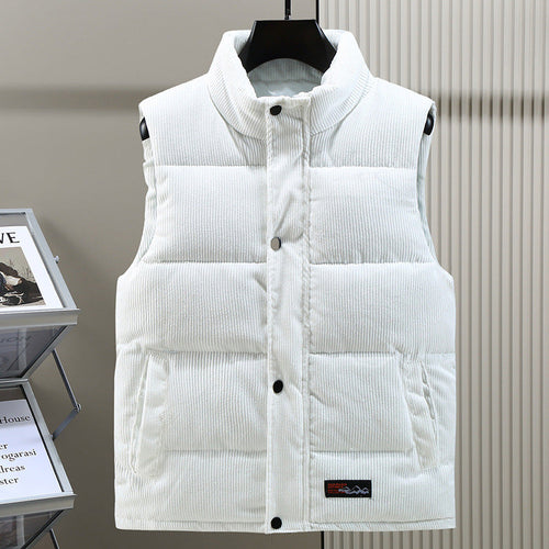 Men's Cord Puffer Vest – White