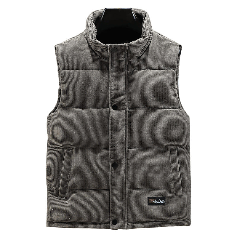 Men's Cord Puffer Vest – Gray